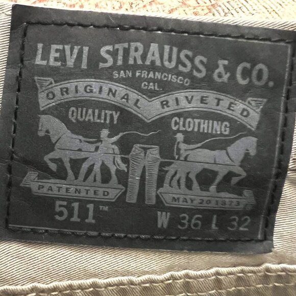 Levi's Men' 511 Slim Fit Cotton Beige Jeans Size 36x32 - Picture 6 of 6